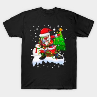 Santa Christmas Lights Dabbing Through The Snow Dabbing Santa Snowman Xmas T-Shirt